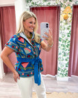 Rustic Retreat Velvet Jacket-Blue