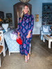 Midnight Sonata Botanical Midi Dress-Navy