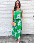 Soft Bloom Midi Skirt-Green