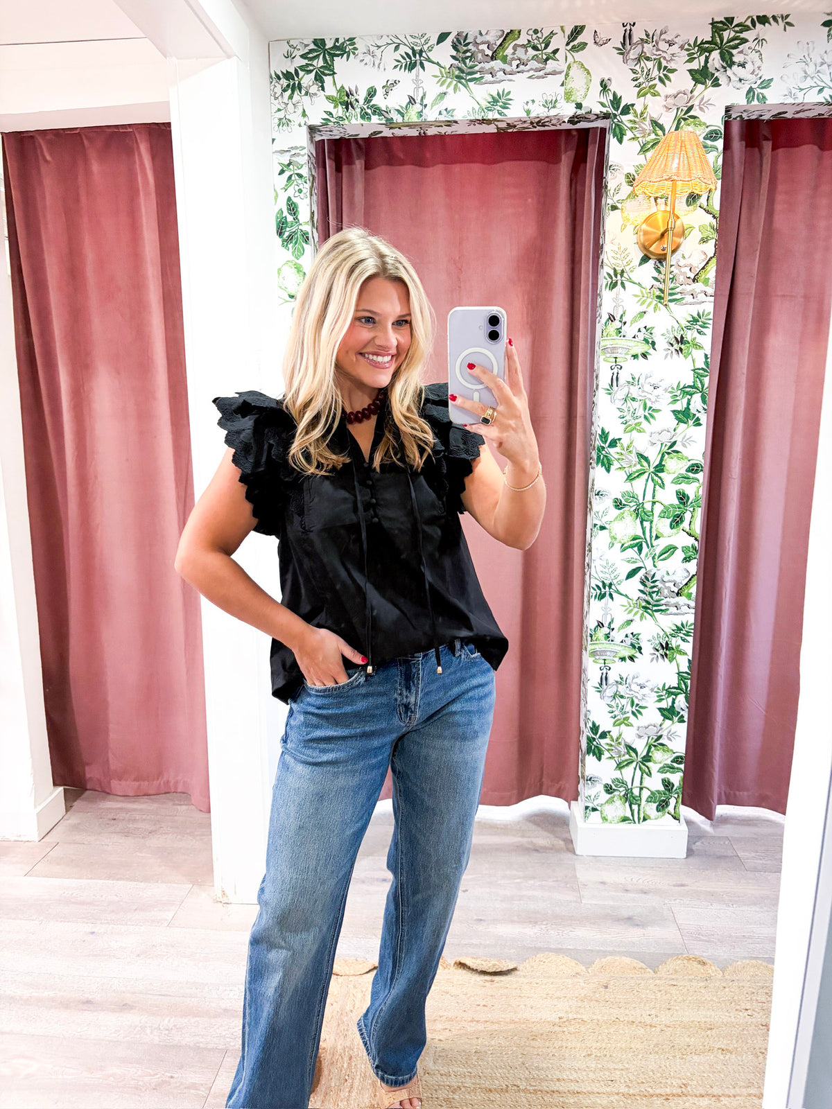 Marcella Ruffle Top-Black