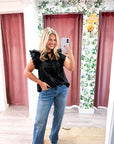 Marcella Ruffle Top-Black