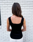 Lila Scallop Knit Top-Black
