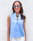 Avery Sleeveless Top-Blue