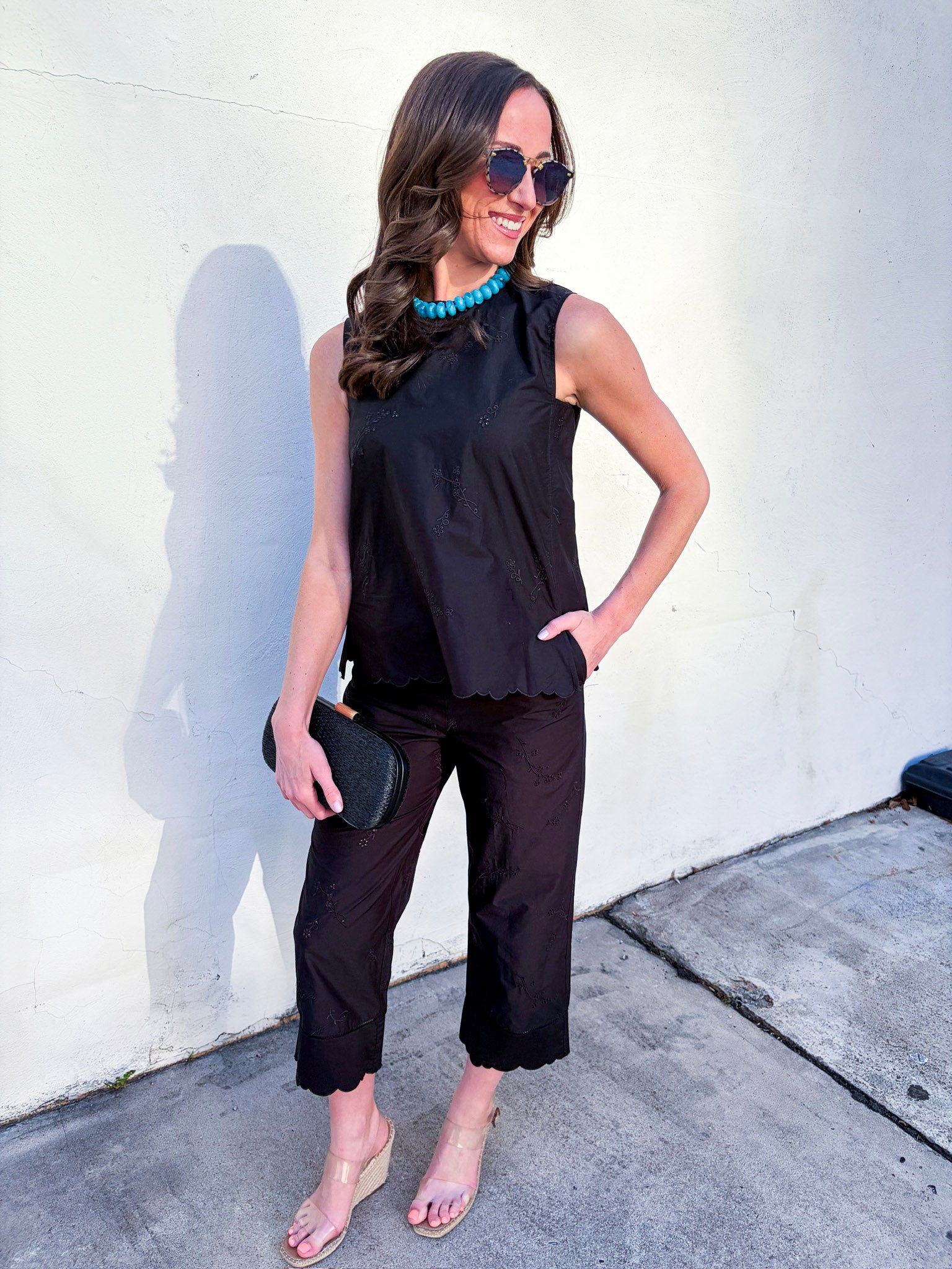 Daisy Stitch Cropped Pants
