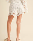 Floral Eyelet Pattern Shorts