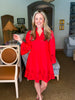 Eyelet Love Mini Dress-Red