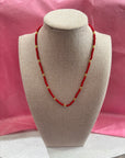 Lettie Seed Bead Necklace-Red
