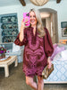 Harvest Charm Embroidered Mini Dress-Chocolate