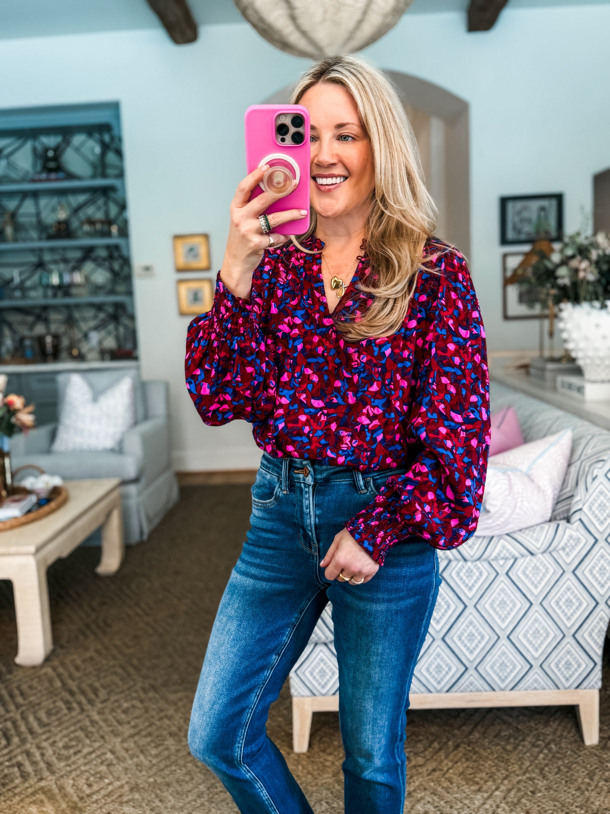 Turma Floral Ruffle Top