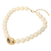 Polished Beaded Statement Necklace-Ivory