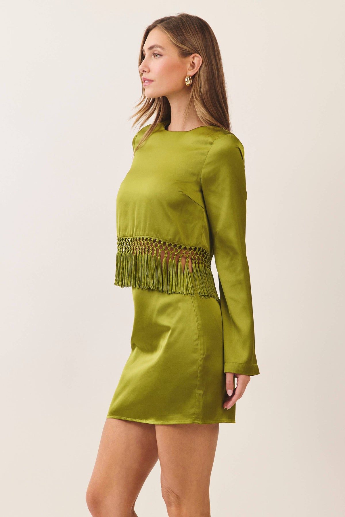 Sway With Me Satin Fringe Top