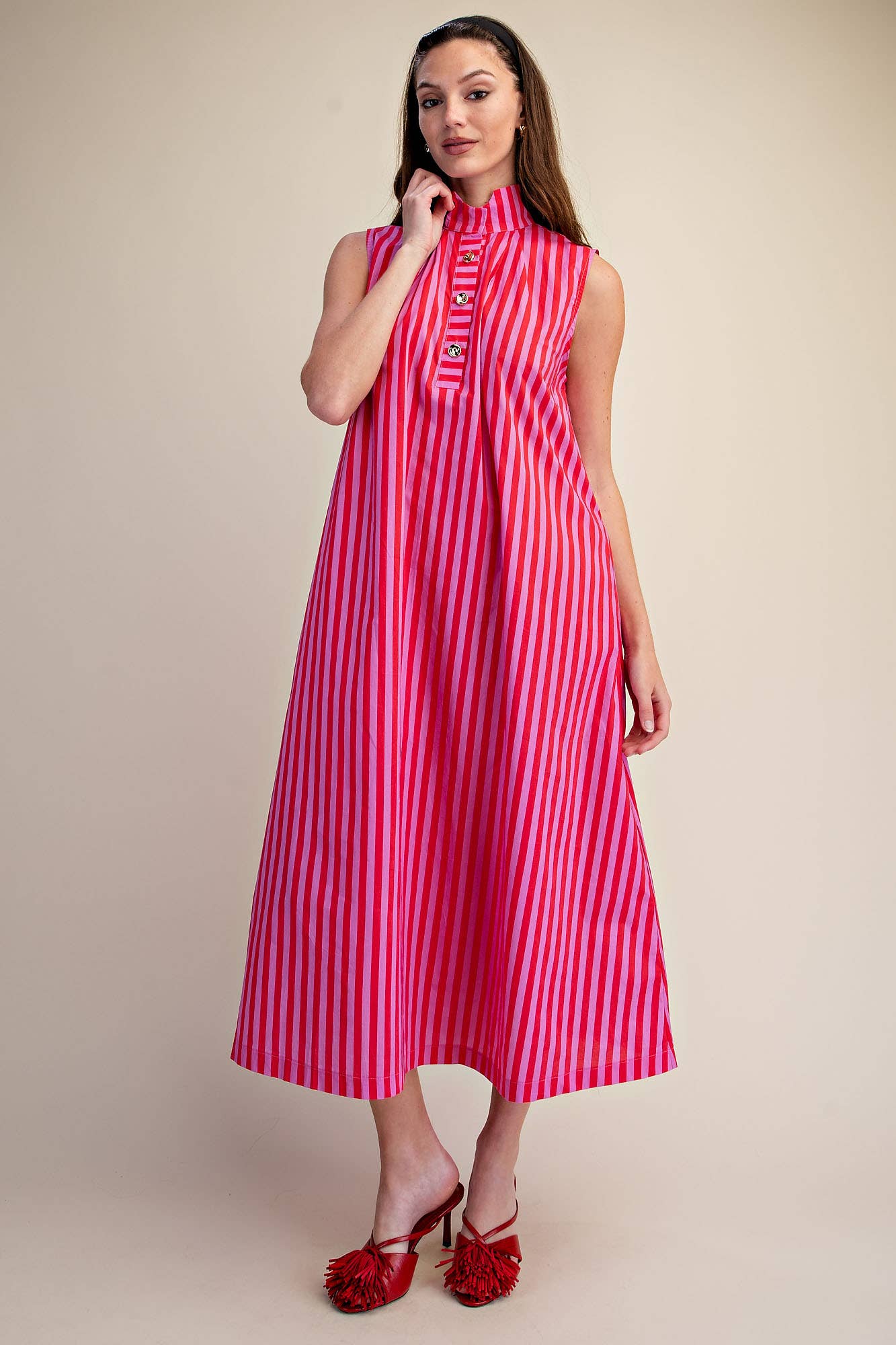 Nantucket Stripe Maxi Dress-Pink