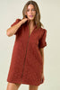 Dynamic Details Jacquard Mini Dress-Rust
