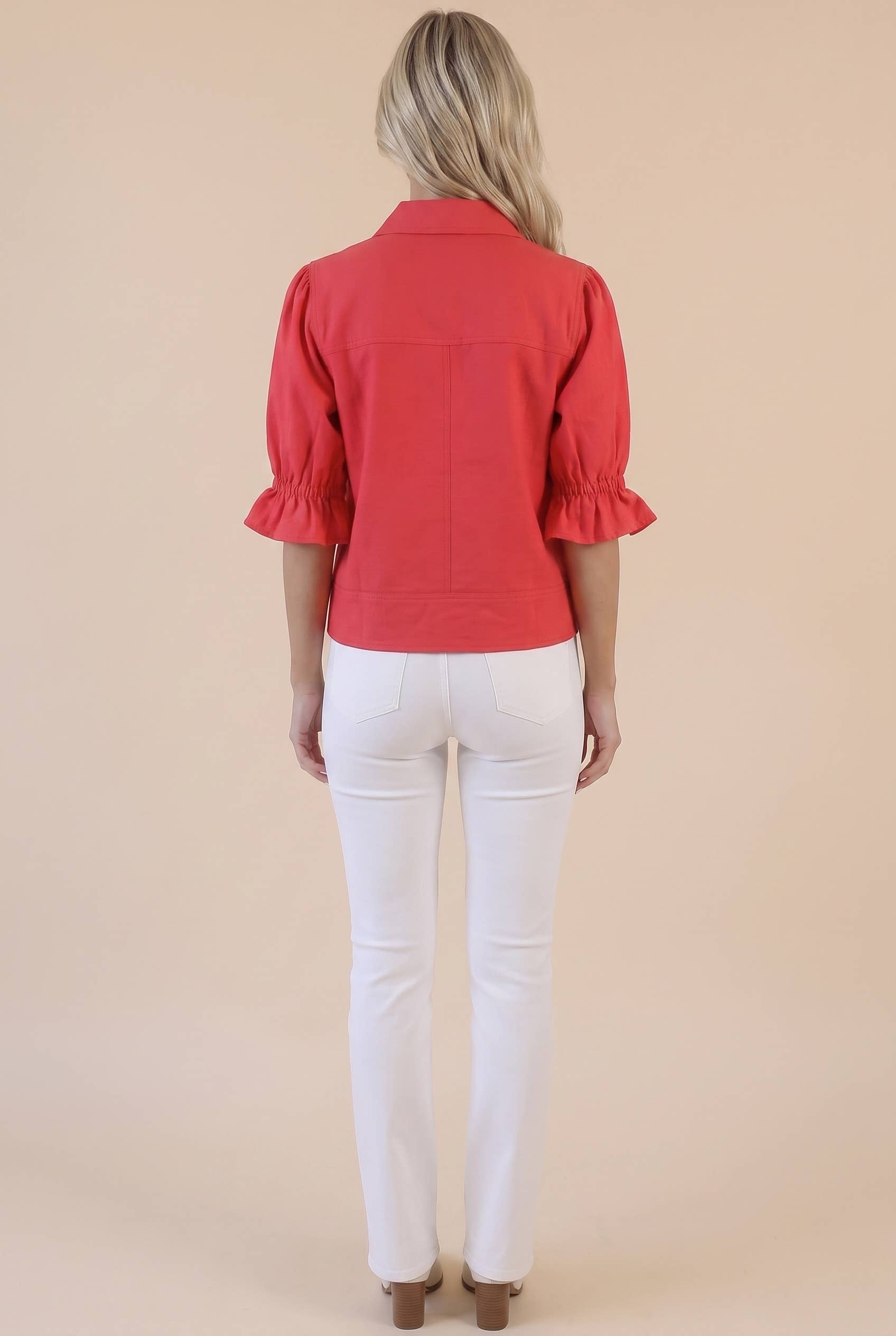 Seaside Zipper Front Jacket-Red