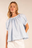 Macaron Puff Sleeve Top- Baby Blue