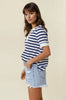 Striped V-Neck Knit Top