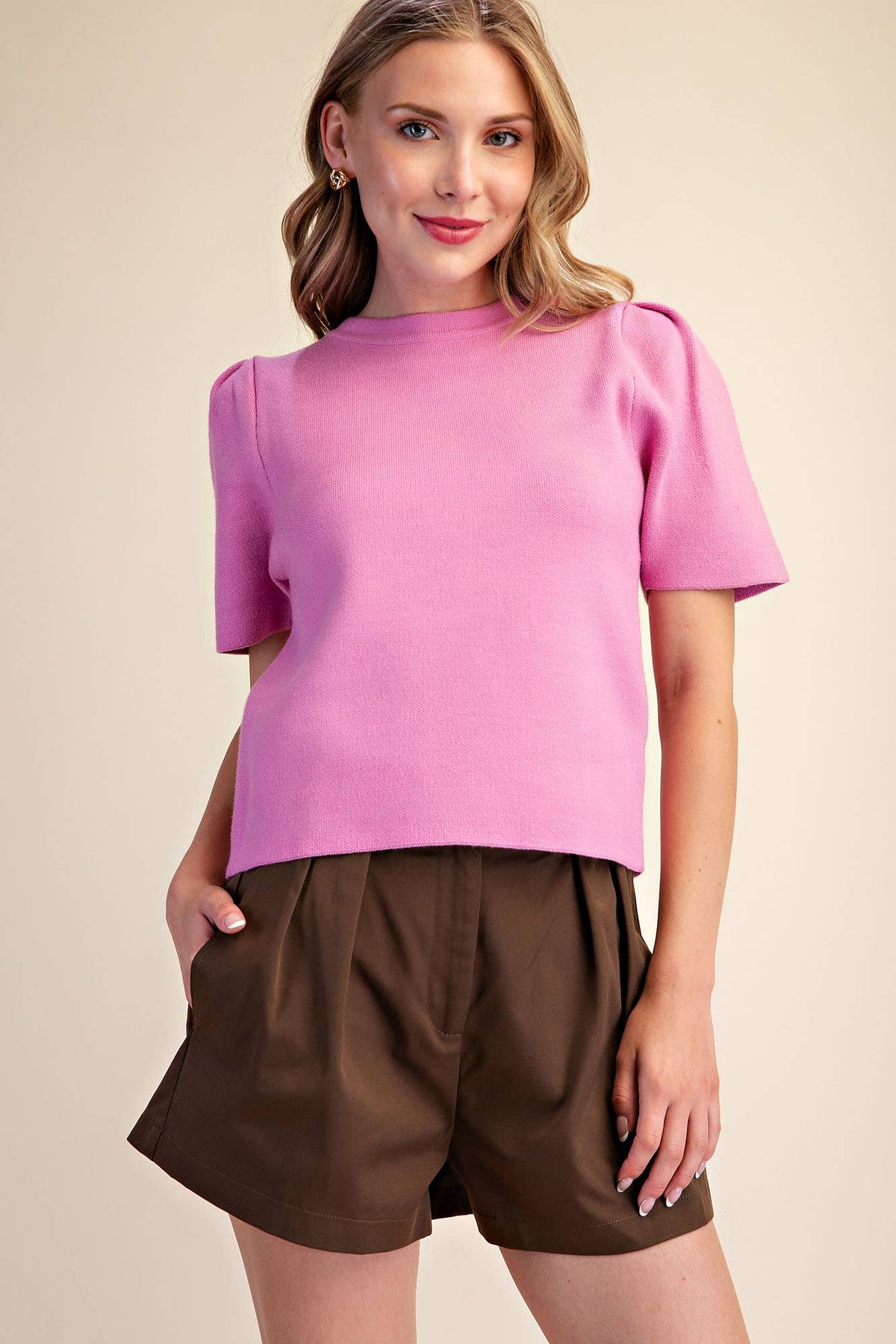 Sunday Autumn Knit Top-Pink