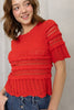 Crochet Crush Top-Scarlet Red