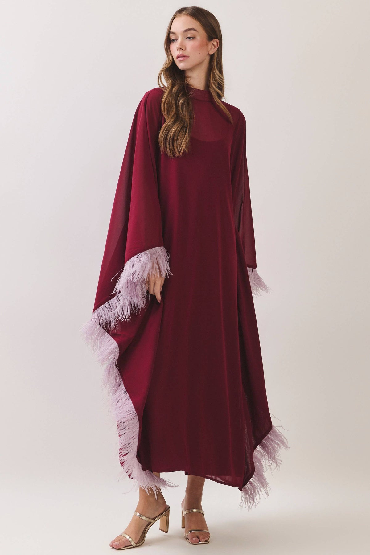 Plume Royale Cape Maxi Dress