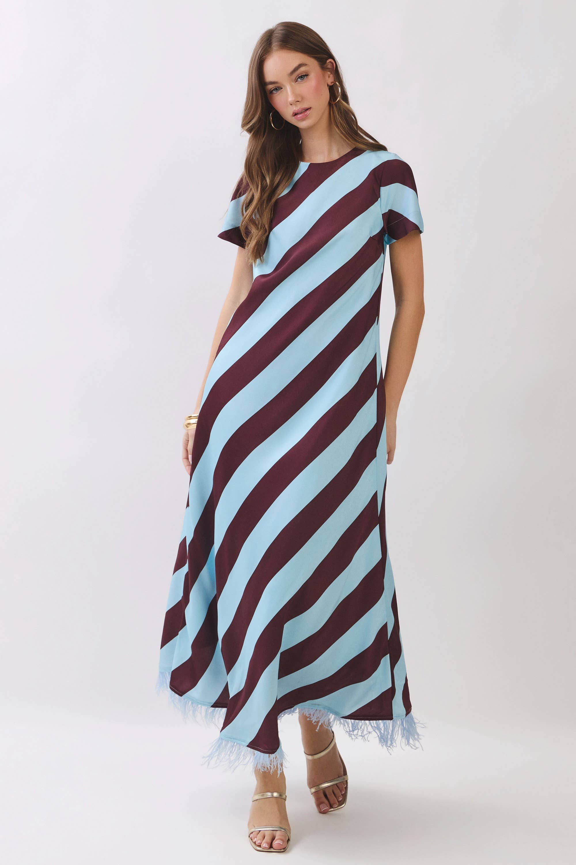 Azure Affair Stripe Maxi Dress