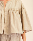 Swing Cape Stripe Top-Beige