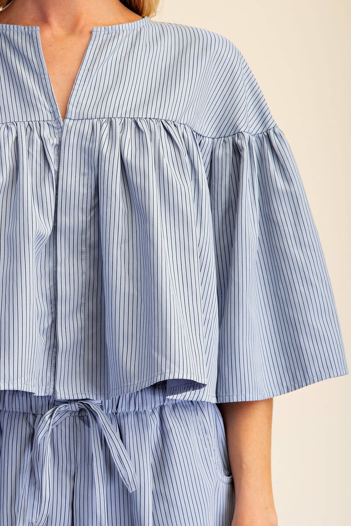 Swing Cape Stripe Top-Slate