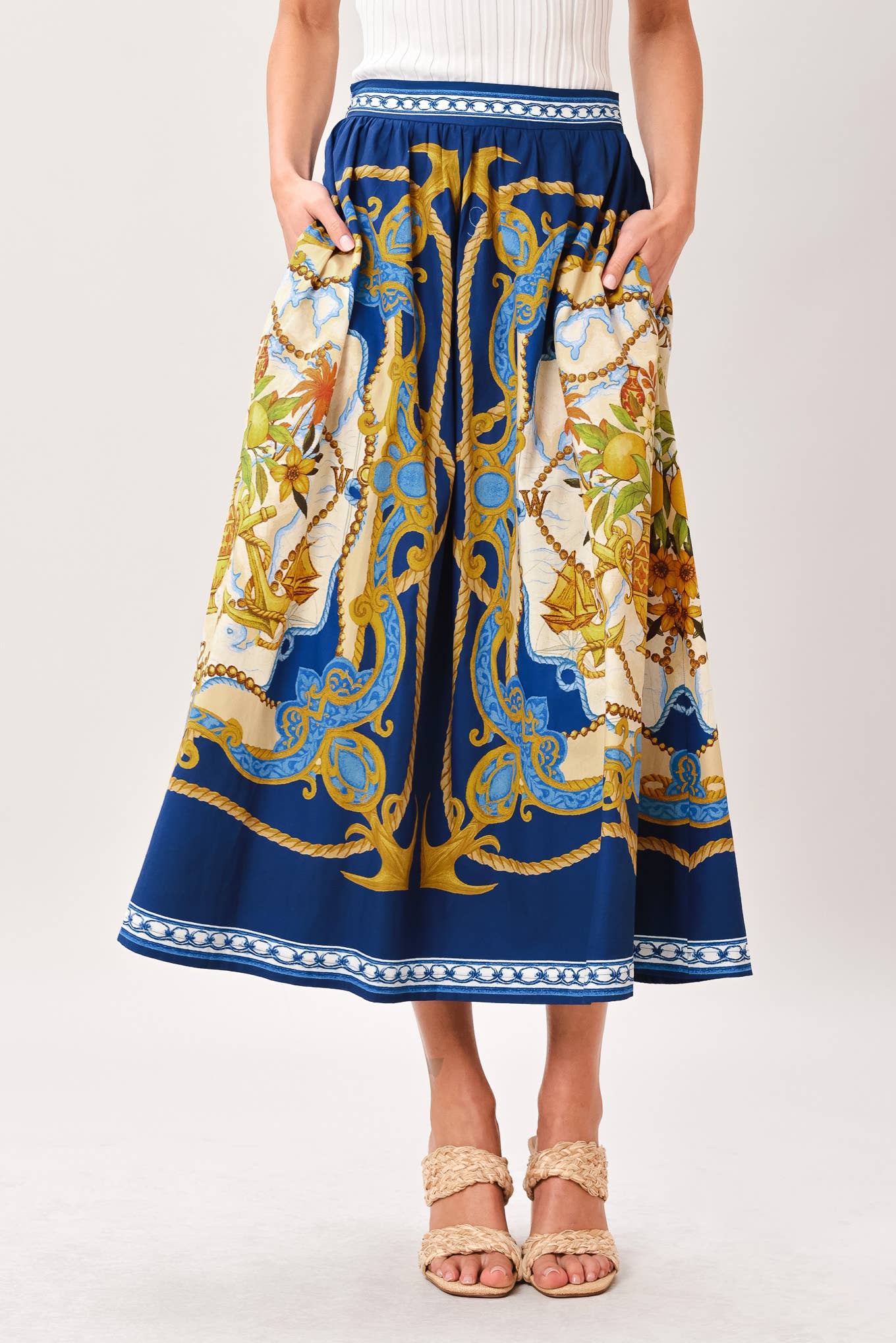 Midnight Bloom Midi Skirt