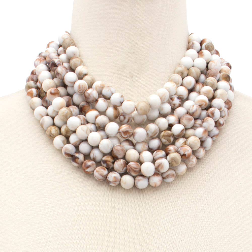 Chunky Beaded Necklace- Ivory