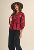 Marfa Bound Embroidered Top-Burgundy
