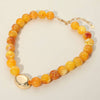 Polished Beaded Statement Necklace-Yellow