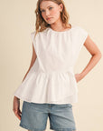 Sunday Melody Peplum Top-Off White