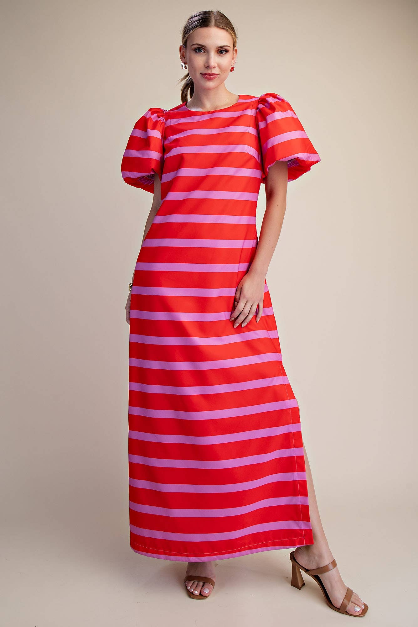 Mariselle Maxi Dress-Red/Pink