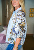 Snapdragon Floral Top-Chambray