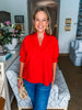 My Type Poplin Top-Red