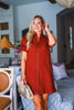 Dynamic Details Jacquard Mini Dress-Rust