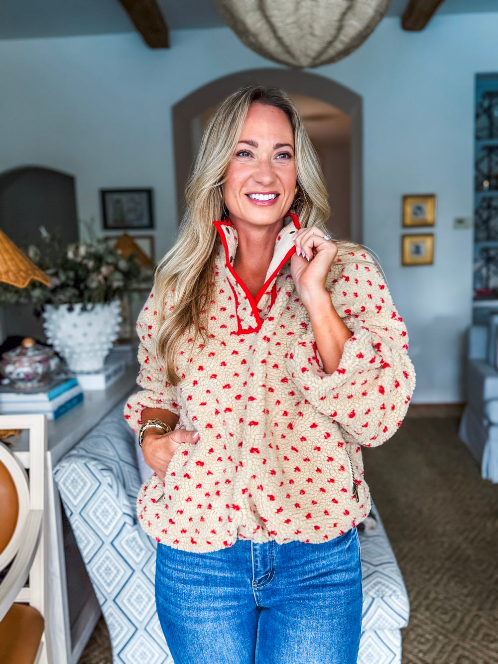 Heart Print Teddy Bear Jacket