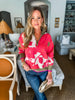 Cozy Florals Zip Pullover- Olive Coral