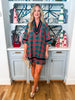 Holiday Cheer Plaid Mini Dress-Green