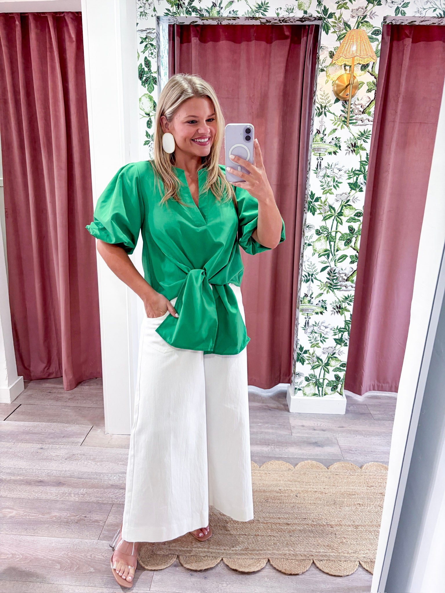 Dahlia Puff Sleeve Top-Green
