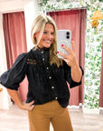 Rosemere Button Down Top-Black