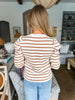 Preppy Charm Striped Top- Taupe