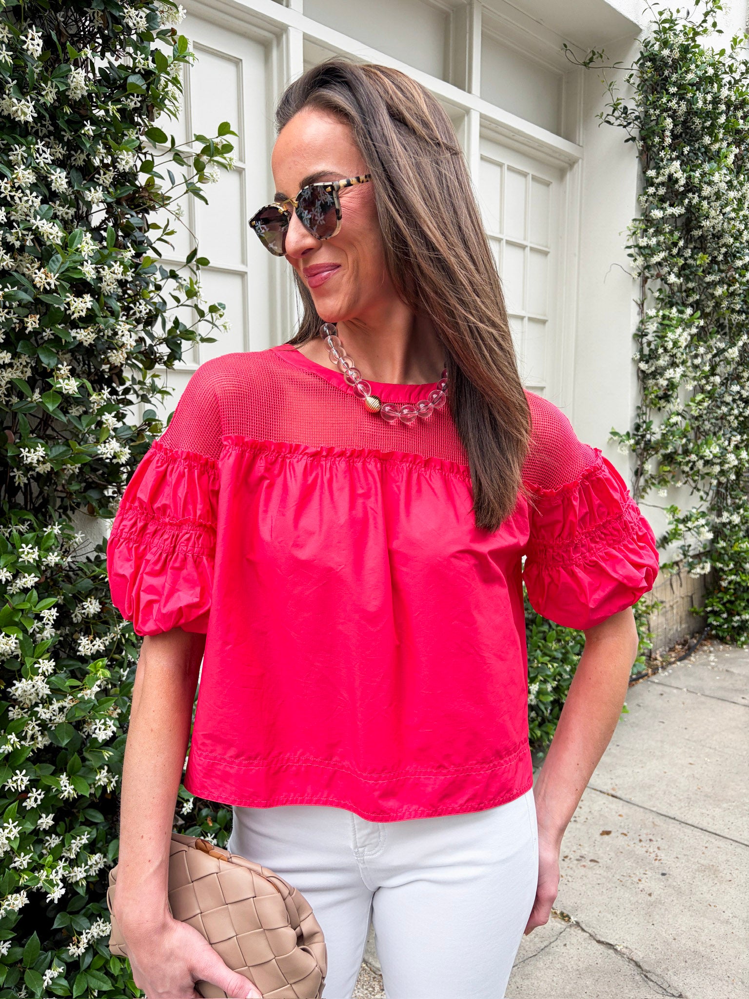 Sheer Romance Bubble Top-Raspberry Pink