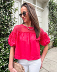 Sheer Romance Bubble Top-Raspberry Pink