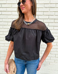 Sheer Romance Bubble Top-Black