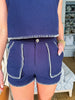 Whipstitch Detailed Shorts- Navy