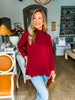 Cuddled Up Eyelet Sweater- Garnet