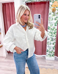Chalet Button Down Top-White