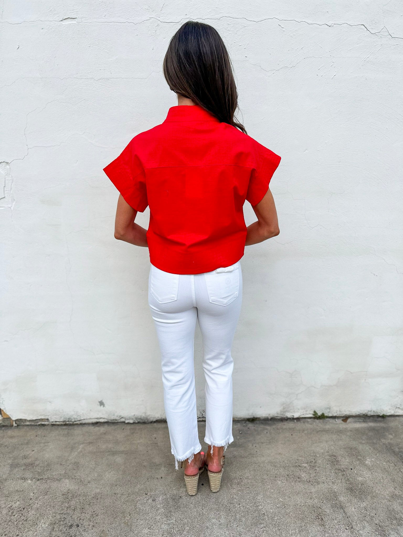 Timeless Touch Collar Top-Red