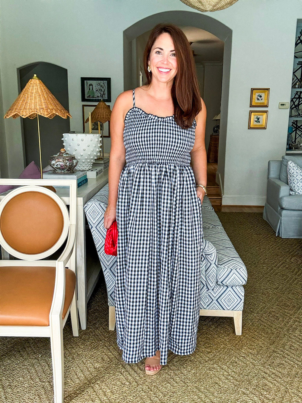 Summer Sundays Gingham Dress-Black/White