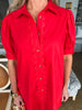 Life in Color Shirt Dress- Red